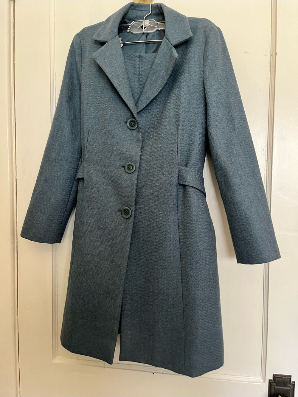Vintage Margaret O'Leary Blue Single-Breasted Wool Pea Coat with matching coat
